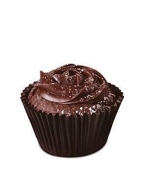 Gluten-Friendly Chocolate Torte Cupcake · Flourless dark chocolate cake topped with a chocolate ganache rose and powdered sugar.