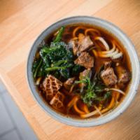 Niku Udon · Braised beef short-rib, honeycomb tripe & spinach.