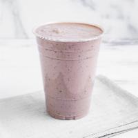 Berry Protein  · Whey protein, blueberries, banana and peanut butter.