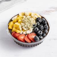 Customer Acai Bowl · Acai, Almond Milk, Served with your choice of 3 blended ingredients and 4 toppings.