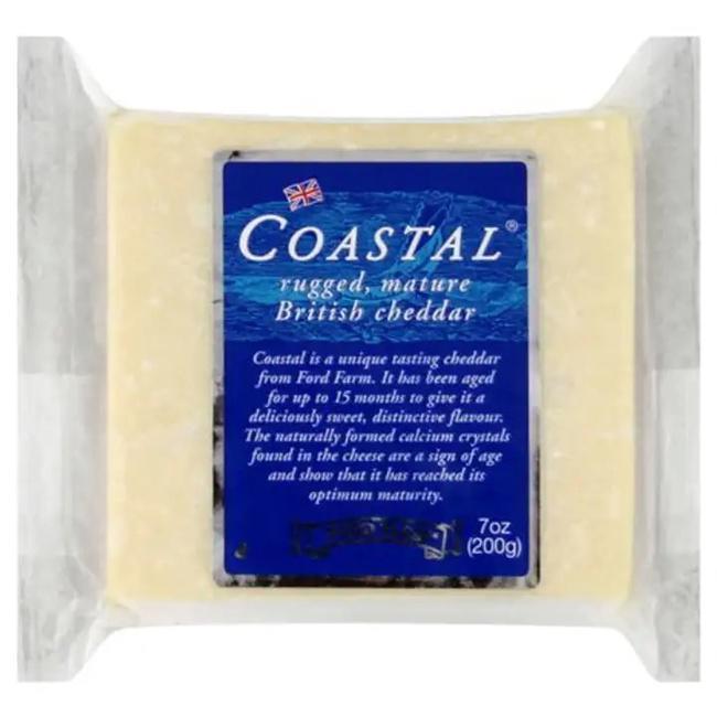 Coastal Cheddar (1) - 0.50 LB · Coastal Cheddar is a rich, rugged and mature cheddar, handmade in the rolling hills on the stunning Dorset coastline, Coastal Cheddar is often characterized with a distinctive crunch – a result of the calcium lactate crystals which form naturally in the cheese as it matures. We're proud to call this our 