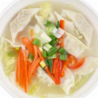 Man-Doo-Gook · Dumpling soup. Vegetable dumpling soup with beef or vegetable broth.