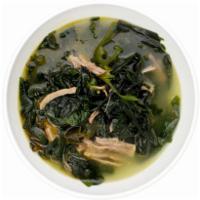 Mi-Yeok-Gook · Seaweed soup. Seaweed soup with beef or vegetable broth. Served with rice.
