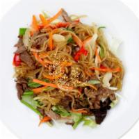 Jap-Chae · Sweet potato noodles. Sweet potato noodle stir-fried with vegetables and your choice of beef...