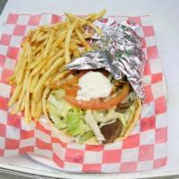 Gyro · Served with choice of chips or fries.