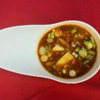 Hot & Sour Soup Chicken · Soup that is both spicy and sour, typically flavored with hot pepper and vinegar.