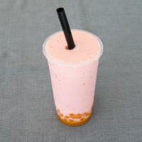 Creamy Strawberry Smoothie · Strawberry and lactose free milk.