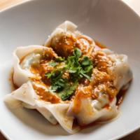 Wonton in Red Chili Sauce  · Red hot chili oil with peanut sauce
