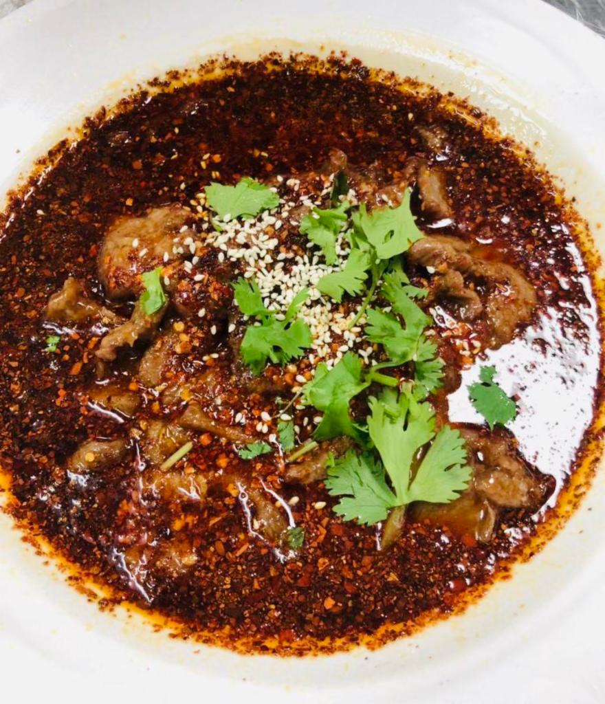 Sliced Beef in Szechuan Chili Peppercorn Oil · Spicy