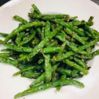 Stir Fried String Bean · Served with choice of rice. Spicy. Vegetarian.