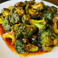 Sautéed Broccoli in Garlic Sauce · Spicy. Sautéed broccoli in garlic sauce. Served with rice.