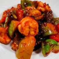 Shrimp with Garlic Sauce · Stir fried jumbo shrimp in a garlic sauce. Served with choice of rice. Spicy.