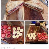 Strawberry Fields · Original peanut butter, strawberry jelly, strawberries, and bananas on multigrain bread.