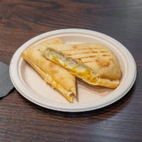 4-Cheese Panini · Ciabatta bread, mozzarella, Swiss, cheddar and provolone cheese.
