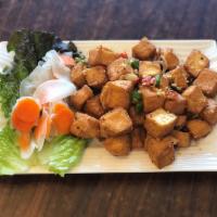 1A. Saigon Butter Tofu · Deep fried tofu tossed with buttered scallion & minced garlic