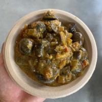 Mushroom Makhani w/basmati rice (GF) · Coconut milk, onions, garlic, ginger, tomatoes, bay leaves, spices, olive oil, Himalayan pin...