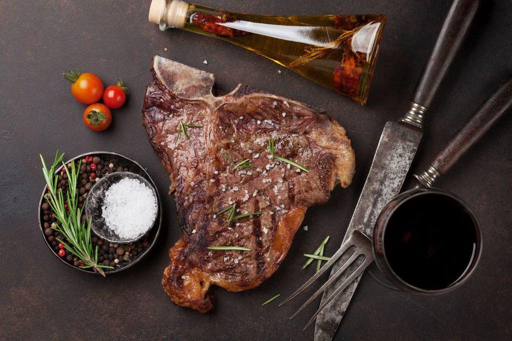 T Bone Steak · The T-bone and porterhouse are steaks of beef cut from the short loin. Both steaks include a 