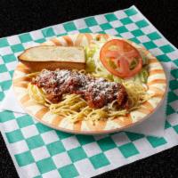 Spaghetti Wednesday Special · Homemade spaghetti made with ground beef with garlic bread and salad.