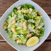 Romaine Empire Caesar Salad · Romaine lettuce, house-made croutons, parmesan cheese, chile-Caesar dressing.
Contains: Glut...