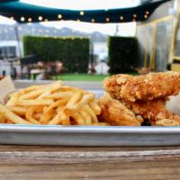 Kids Chicken Tenders and Fries · Kids Chicken Tenders served with French Fries. Contains: Gluten, dairy, soy, egg