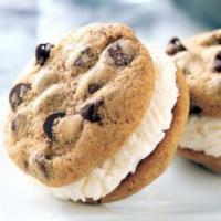 Ice Cream Sandwich · 2 Chocolate chip cookies with your favorite flavor of ice cream.