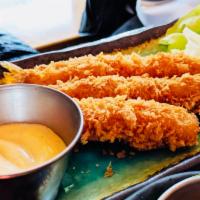 Spicy Shrimp Tempura (4 pieces) · Panko crusted and spicy mayo.