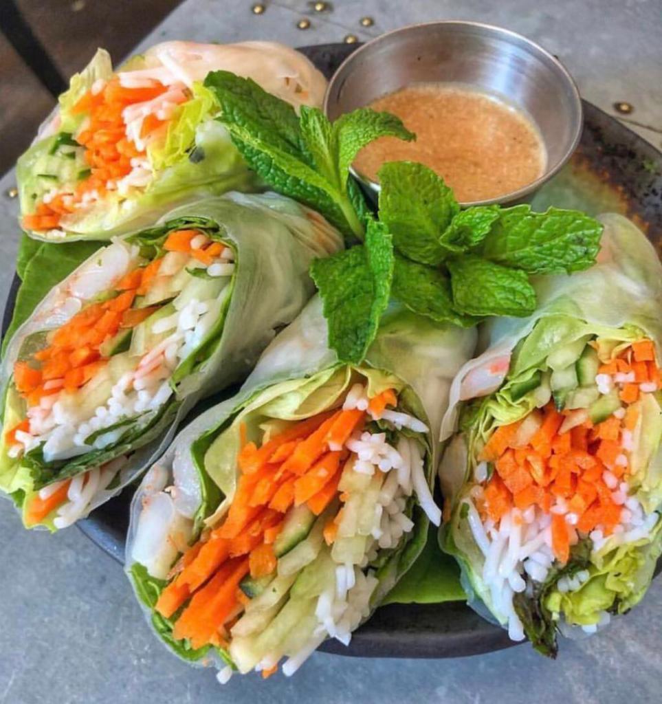 Shrimp Summer Roll (4 pieces) · 4 pieces. Fresh and daily homemade surprising summer roll. With Shrimp, Green Lettuce, Rice Vermicelli, Carrot, Cucumber, Basil. Peanut Sauce