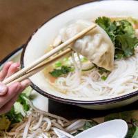 Chicken Noodle Pho (GF) · Chicken, Chicken Broth, noodle, bean sprouts, herbs