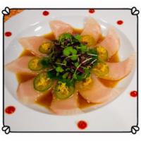 Yellowtail Jalapeno Appetizer · Thinly sliced yellowtail and jalapeno in special ponzu sauce.