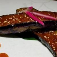 Miso Eggplant · Gently fried eggplant served with miso sauce.