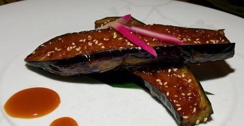 Miso Eggplant · Gently fried eggplant served with miso sauce.