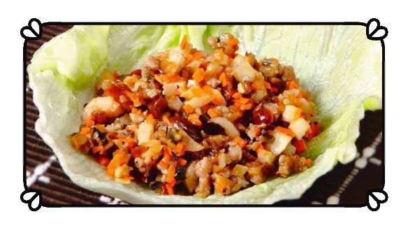 Lettuce Wrap · Chicken and vegetable sauteed with Thai sauce in a lettuce bowl.