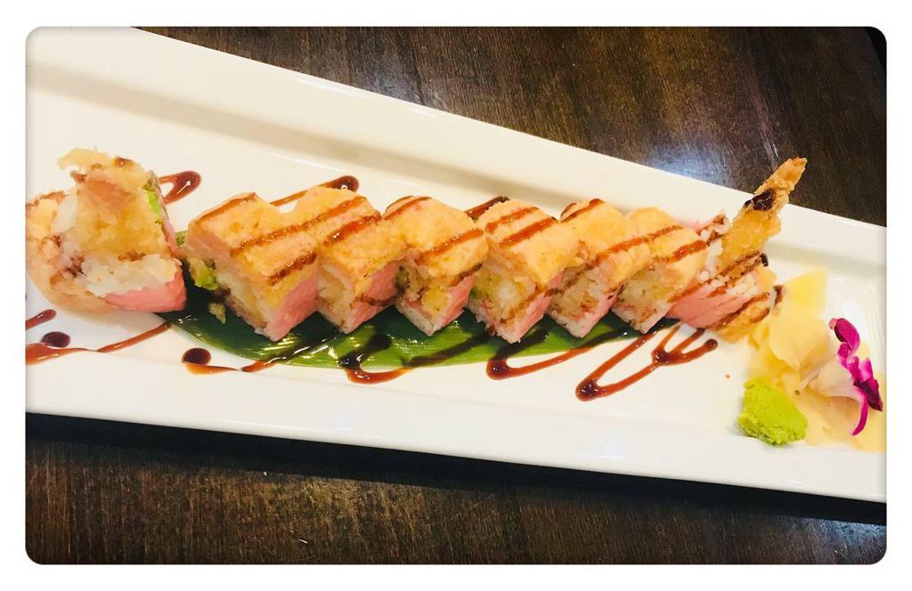 Pink Lady · Shrimp tempura avocado and lobster salad wrapped with soy paper & chef 'special sauce 