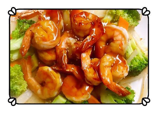 Shrimp Teriyaki(D) · Served with miso soup or garden salad, and white rice or brown rice. 
