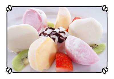 Mochi Ice Cream · Ice cream coated with rice dough .Two pieces