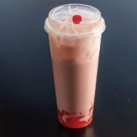 Endless Love · Strawberry, fresh milk, strawberry heart jelly. 22 oz.  Non caffeine