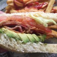N9. BLTA Sandwich · Bacon, lettuce, tomato, and avocado on sourdough bread.
