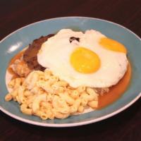 C1. Loco Moco Regular · Hamburger patties over rice covered with a special brown gravy and topped with eggs.
