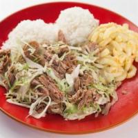 E2. Kalua Pork with Cabbage Mini · Smoke-flavored, succulent shredded pork slowly roasted to a flavorful finish and mixed with ...