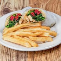 La Strada Wrap · Grilled chicken, broccoli rabe, sun-dried tomatoes and fresh mozzarella.