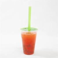 Strawberry Lemonade · Our signature Lemonade infused with Strawberry puree and Rainbow Fruit Pearls.