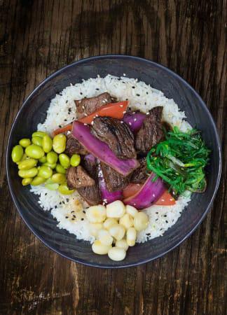 Poke Lomo Saltado with Our Spicy Mayo · 