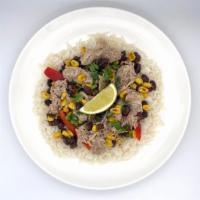 Pork Carnitas Bowl · Seasoned and slow cooked pork, shredded and served with long grain white rice, slow cooked b...