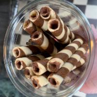 12 French Rolled Wafers · Chocolate & Hazenut Filled Wafers. 12 pcs. 