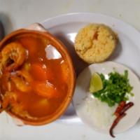 Caldo de Mariscos · Seafood mix soup. 