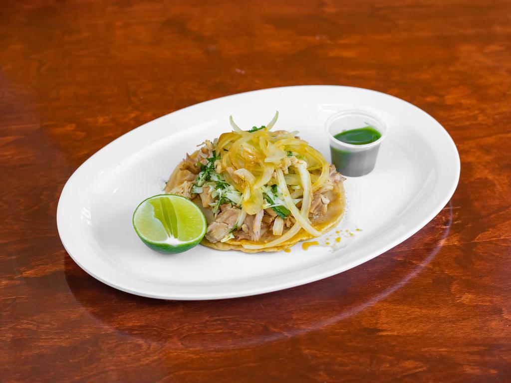 Tacos · Skirt steak or tripa with onion and cilantro.