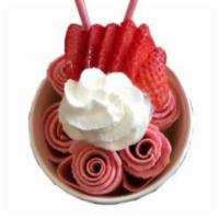 Strawberry Shortcake Roll · Strawberry ice cream mixed-in vanilla wafer and fresh strawberry, topped with strawberry, wh...