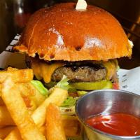 Wagyu Beef Burger · american wagyu beef, with American cheese, lettuce, tomato, pickles and comes with a side of...