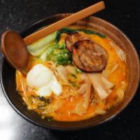 Kimchi Ramen · Chashu, kimchi, spicy miso, shishito,onion, negi, poached egg, bamboo,cabbage, bokchoy
