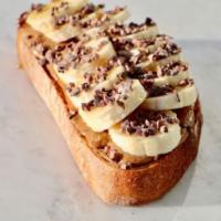 AB & B Toast · Organic American Ancient Grains Sourdough bread (from 123DOUGH), almond butter and banana sl...